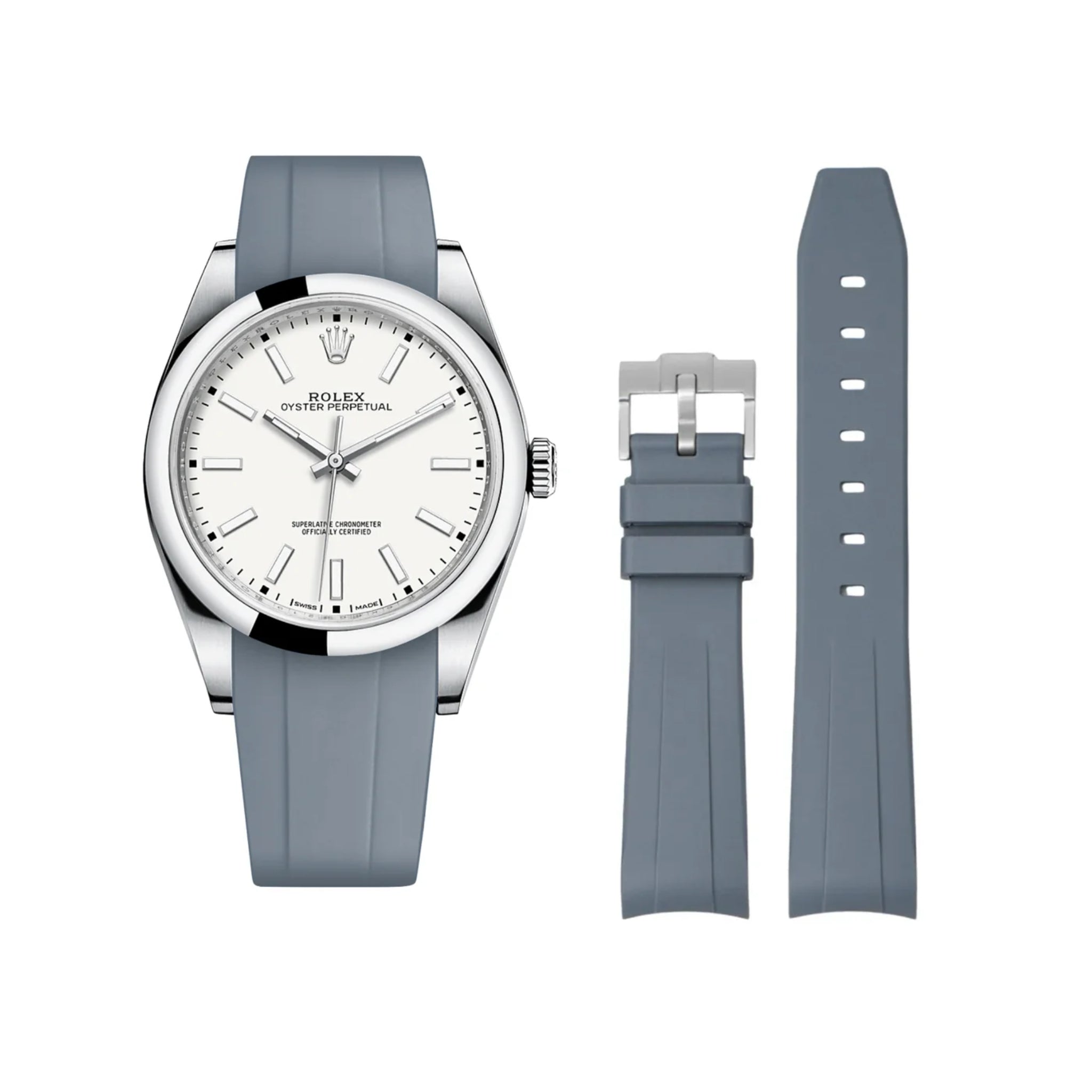 Kautschukarmband für Rolex Oyster Perpetual 39mm – Grau - Helvetus DE