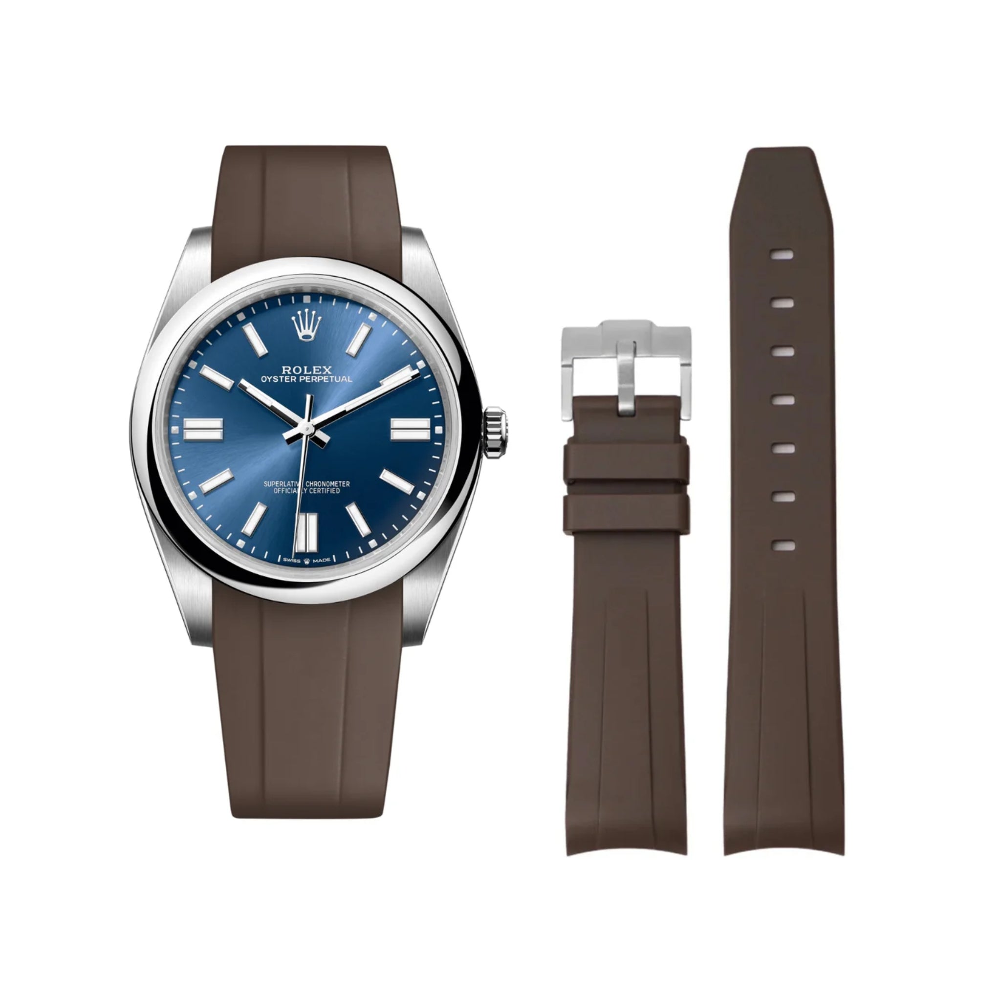 Kautschukarmband für Rolex Oyster Perpetual 41mm – Braun - Helvetus DE