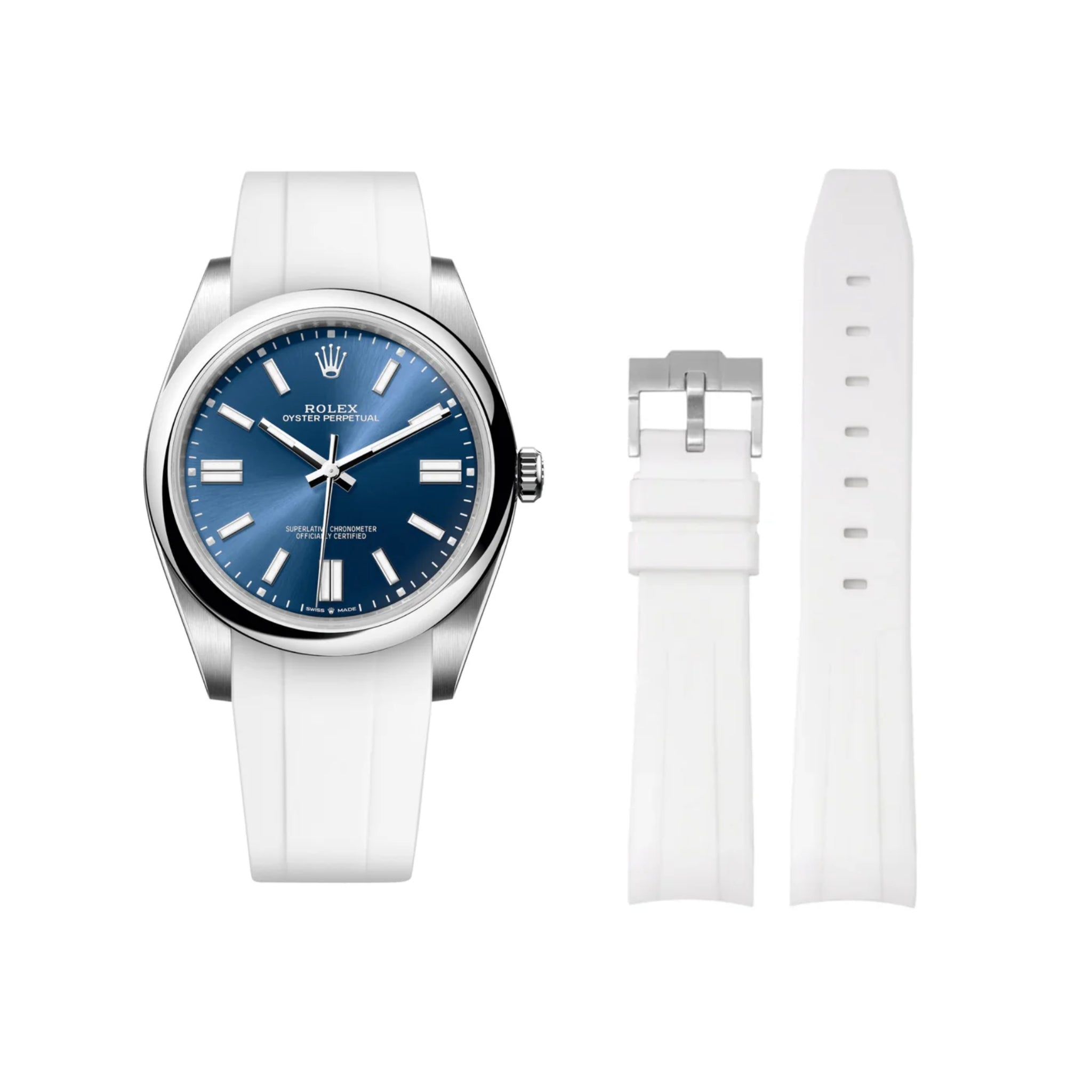 Kautschukarmband für Rolex Oyster Perpetual 41mm – Weiss - Helvetus DE