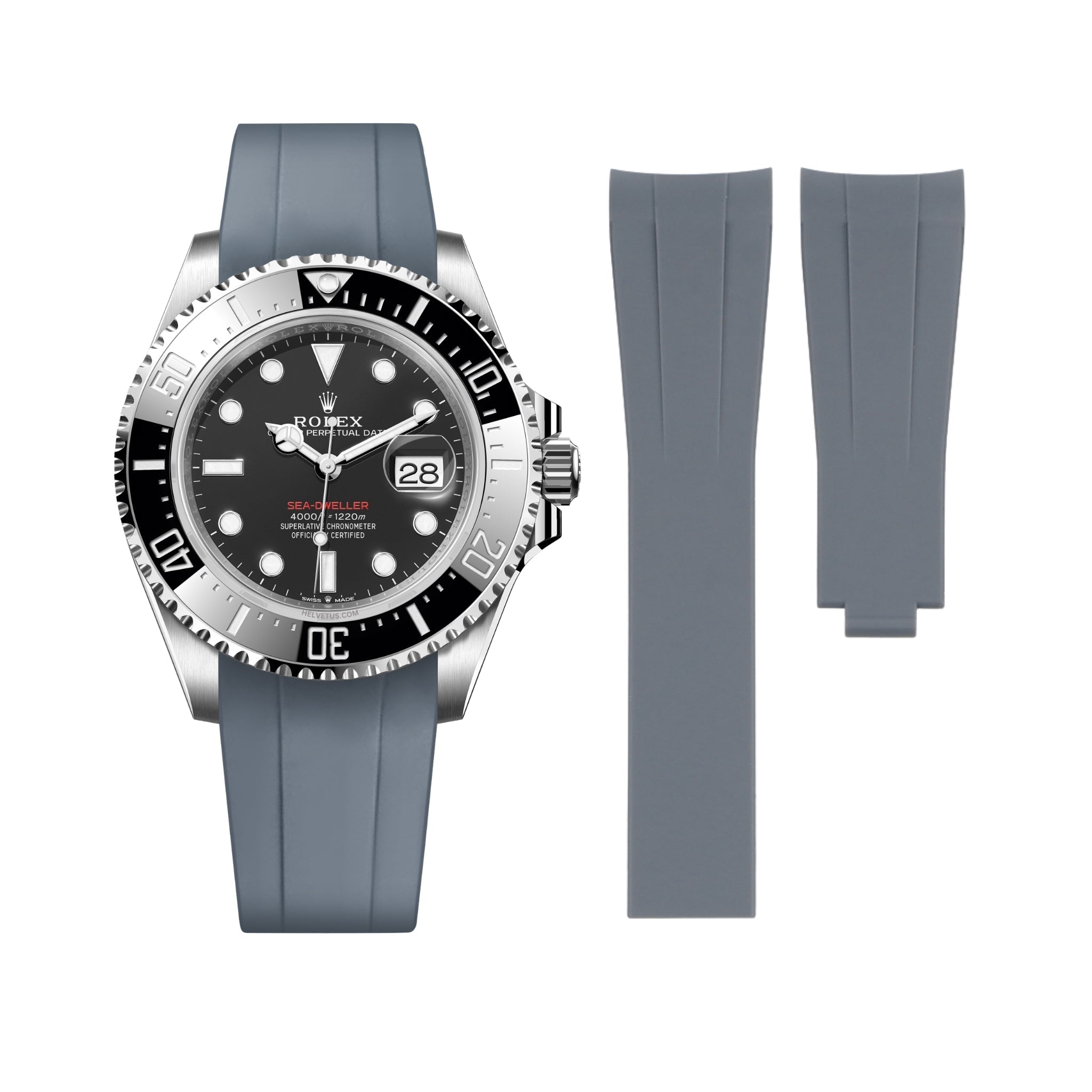 Kautschukarmband für Rolex Sea - Dweller – Grau - Helvetus DE