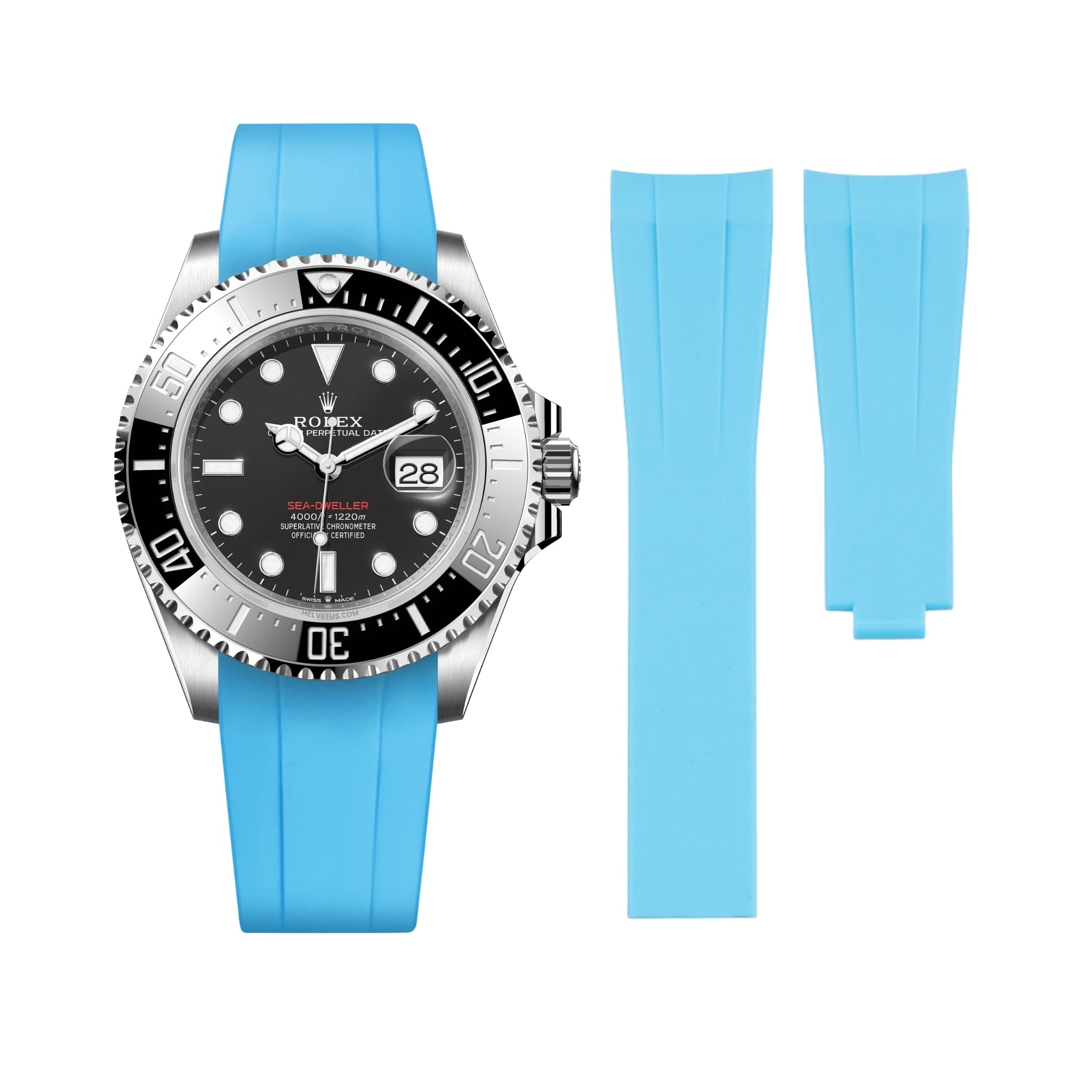 Kautschukarmband für Rolex Sea - Dweller – Hell Blau - Helvetus DE
