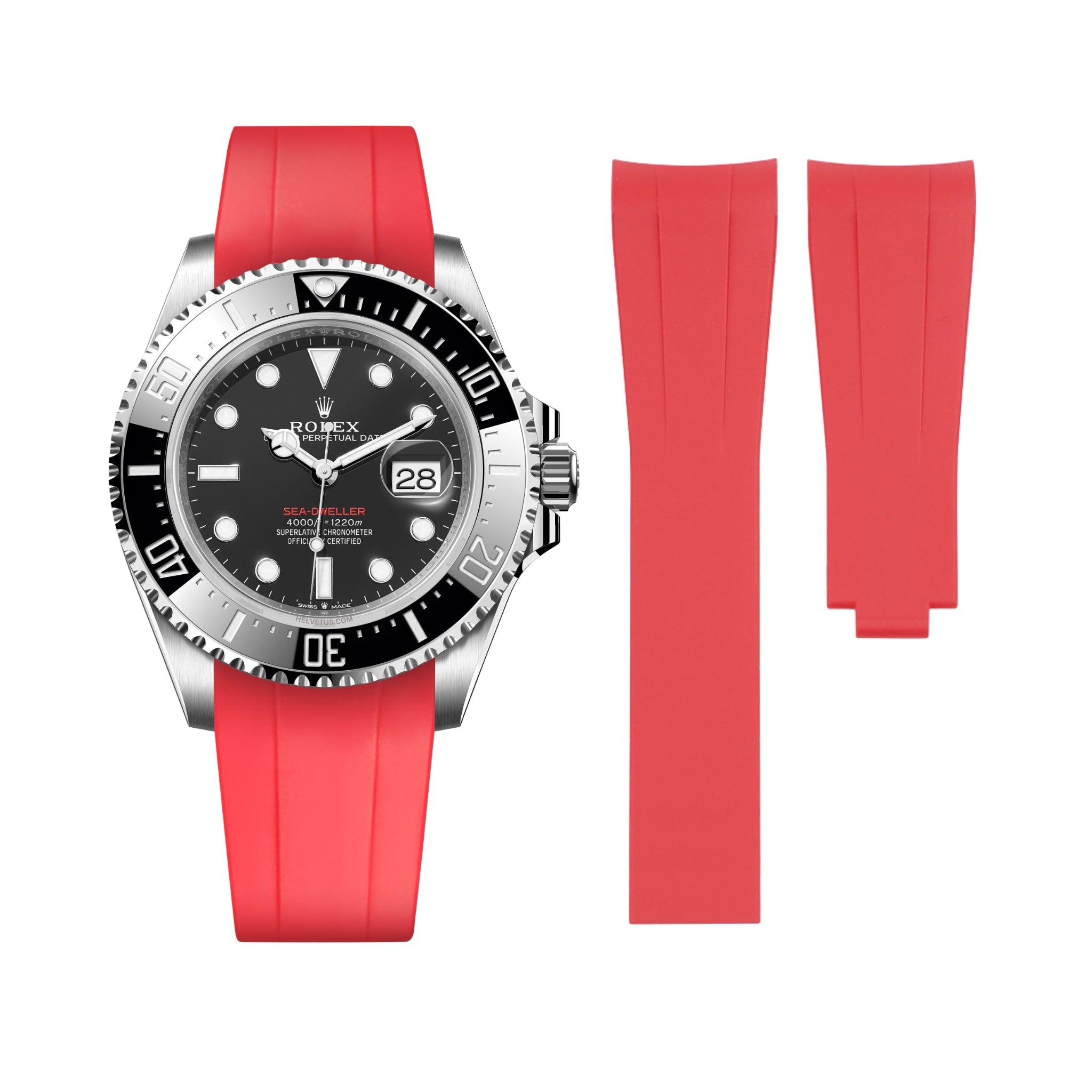 Kautschukarmband für Rolex Sea - Dweller – Rot - Helvetus DE