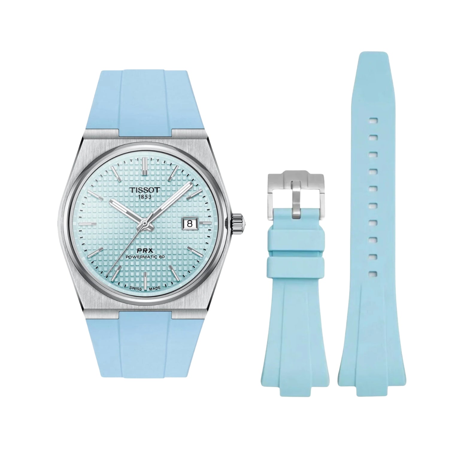 Kautschukarmband – Für Tissot PRX – Hell Blau - Helvetus DE