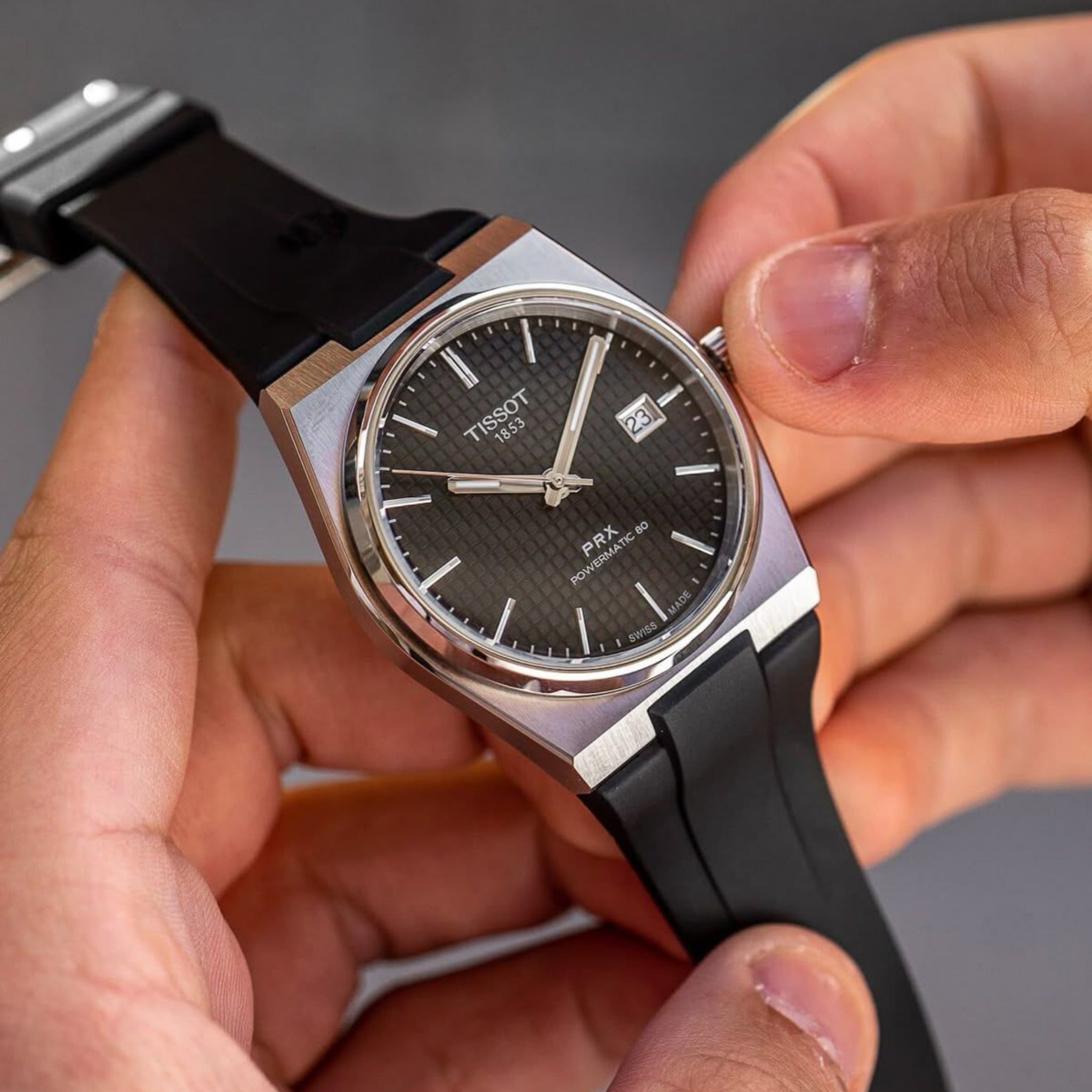 Kautschukarmband – Für Tissot PRX – Schwarz - Helvetus DE