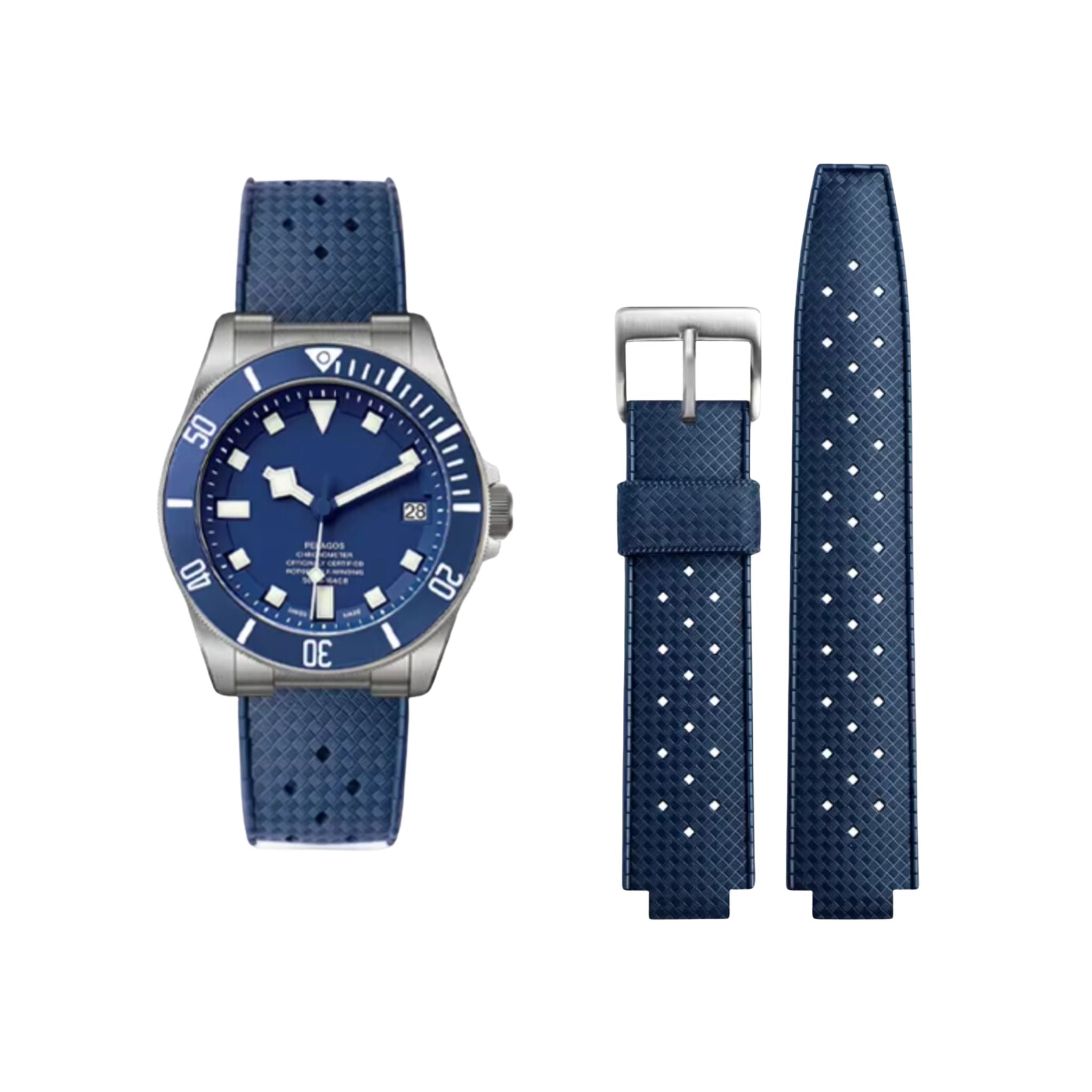 Kautschukarmband - Für Tudor Pelagos 25500 / 25600 - Blau - Helvetus DE