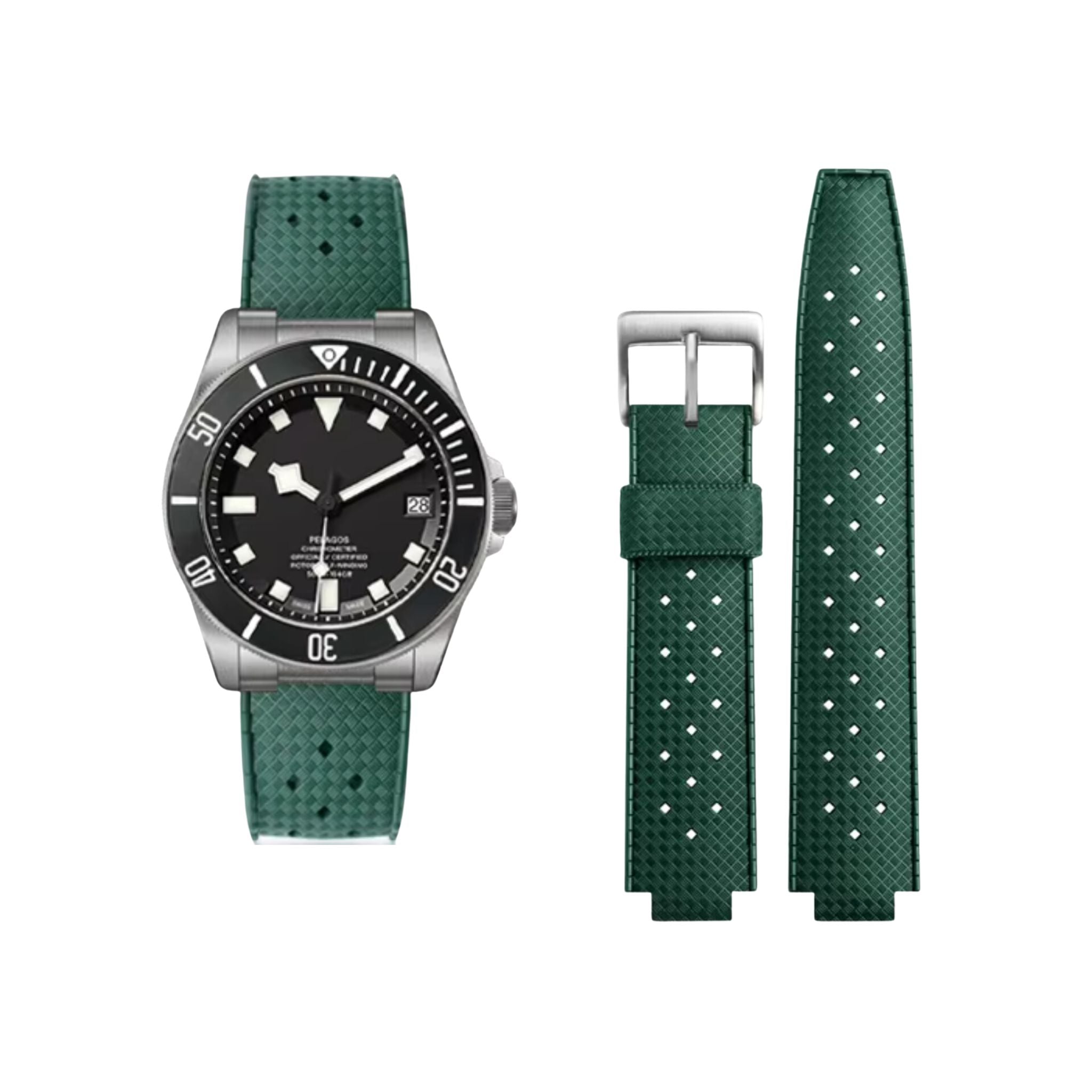 Kautschukarmband - Für Tudor Pelagos 25500 / 25600 - Grün - Helvetus DE
