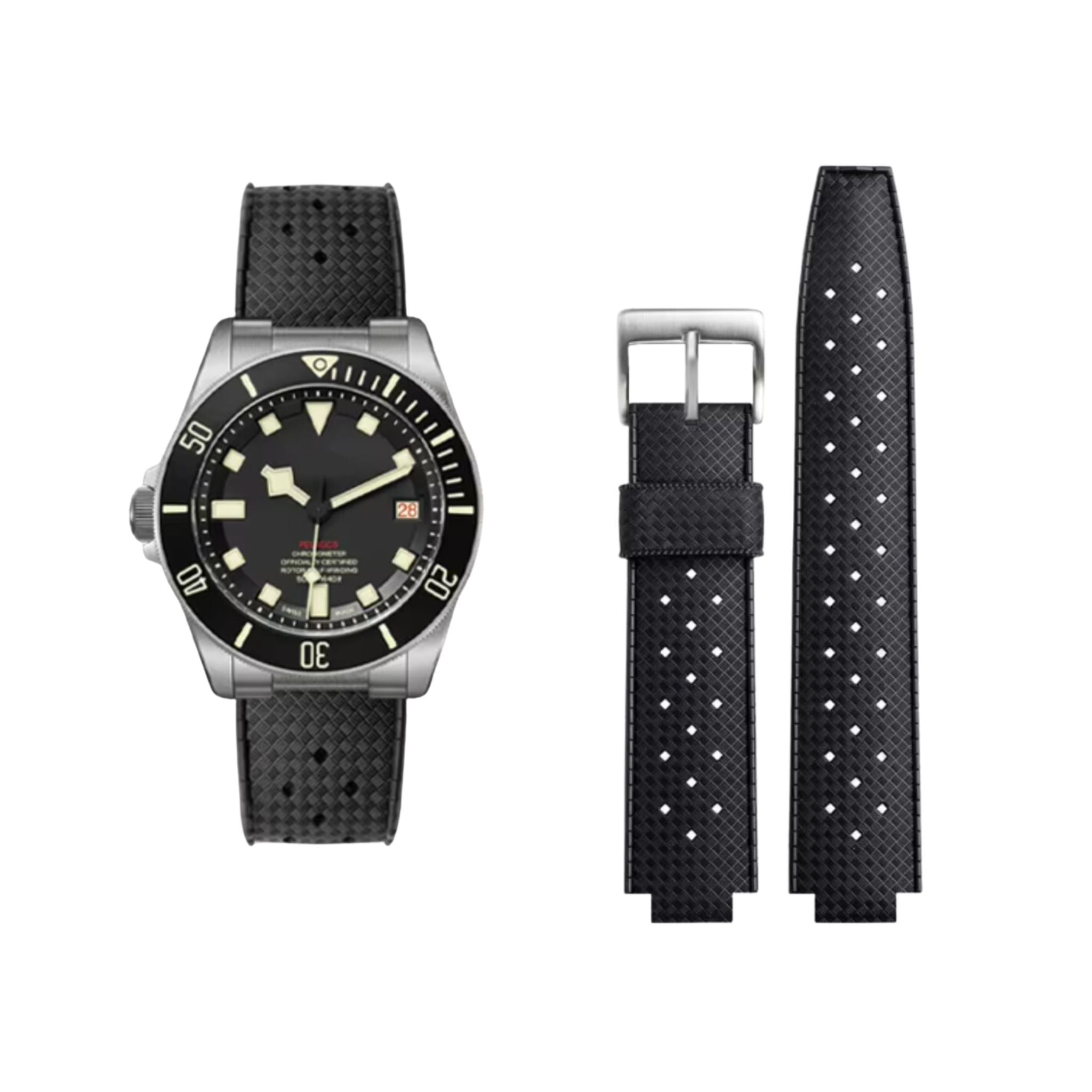 Kautschukarmband - Für Tudor Pelagos 25500 / 25600 - Schwarz - Helvetus DE