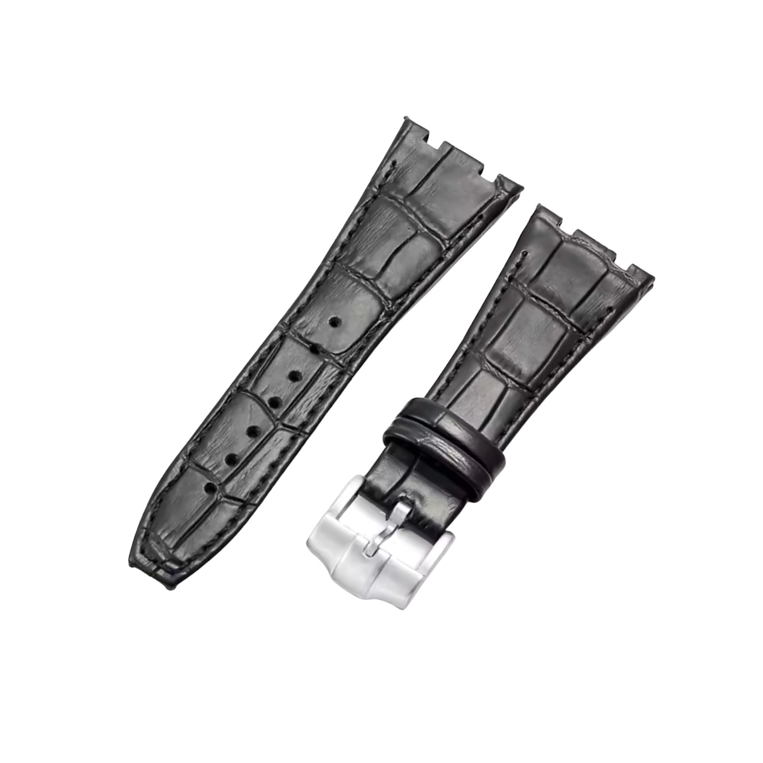 Krokodillederarmband – Für Audemars Piguet Royal Oak 41mm mm – Schwarz - Helvetus DE
