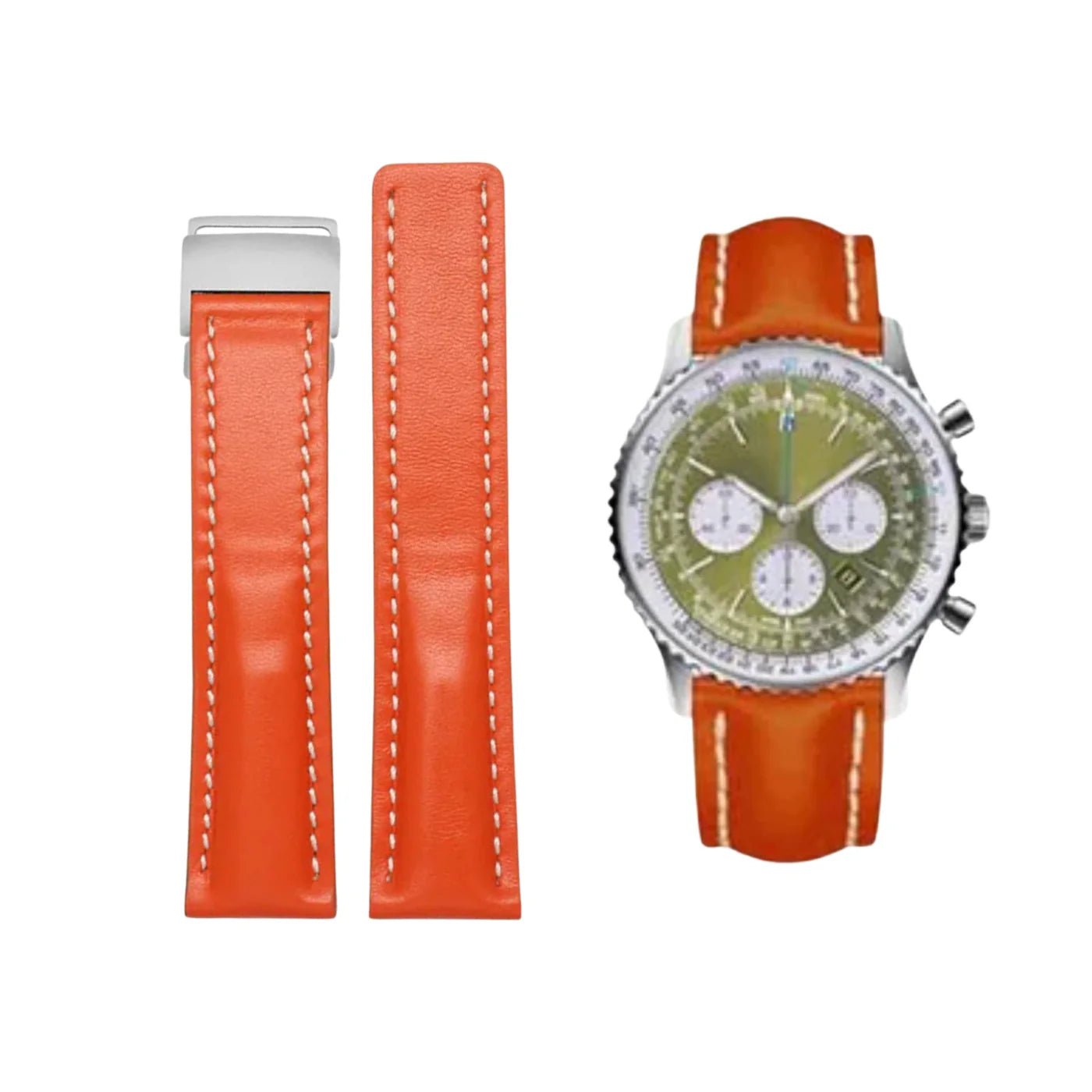Leder Armband - für Breitling Uhren - Orange - Helvetus DE