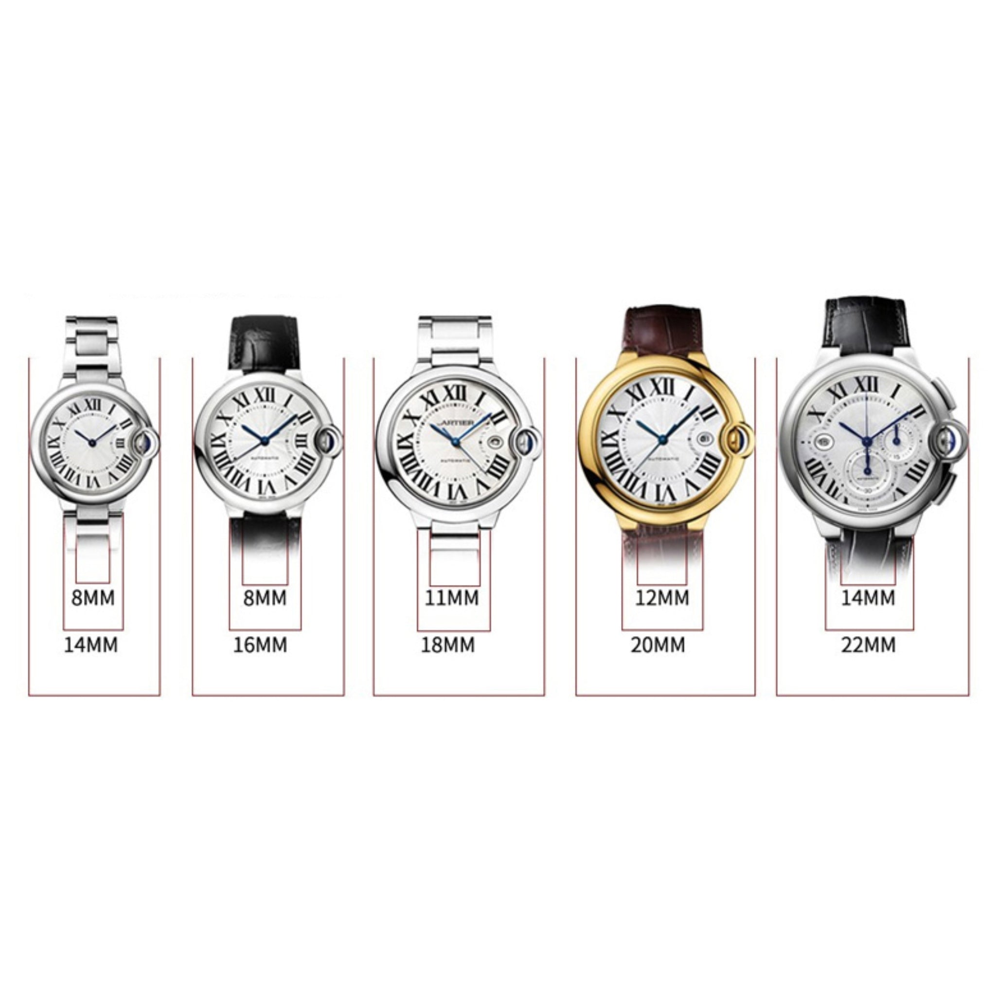 Leder Armband für Cartier Ballon Bleu – Weiss - Helvetus DE