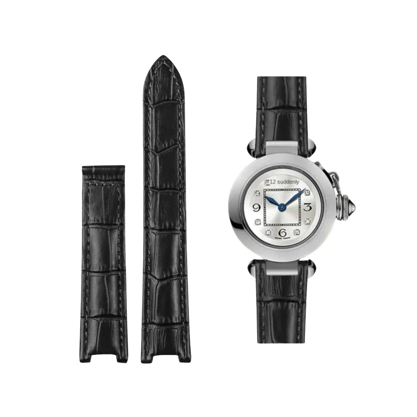 Leder Armband - fur Cartier Pasha - Schwarz - Helvetus DE