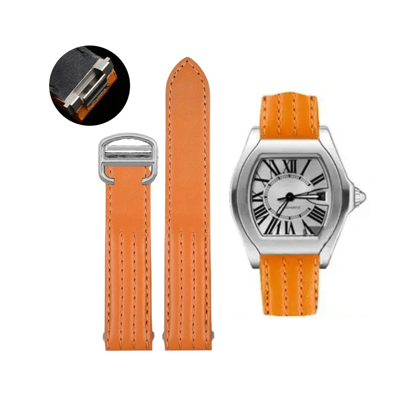 Leder Armband - fur Cartier Roadster - Orange - Helvetus DE