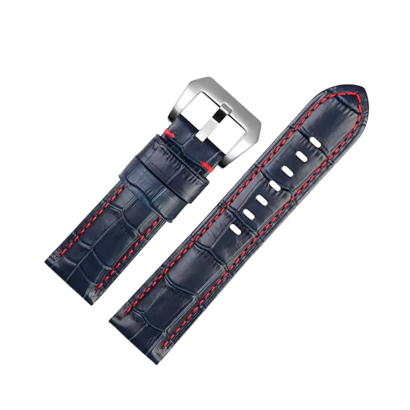Leder Muster Armband - Für Panerai - Blau/Rot - Helvetus DE
