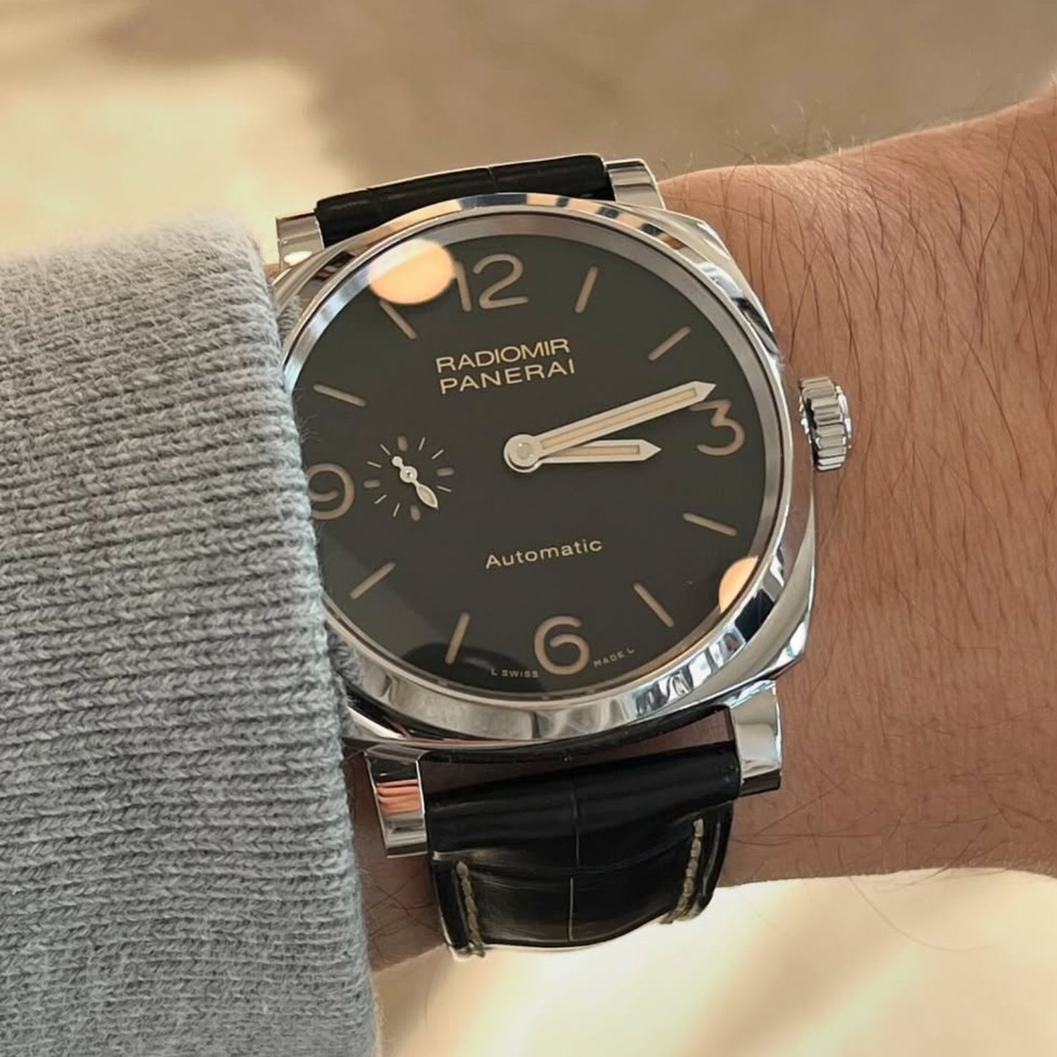 Leder Muster Armband - Für Panerai - Schwarz/Weiss - Helvetus DE