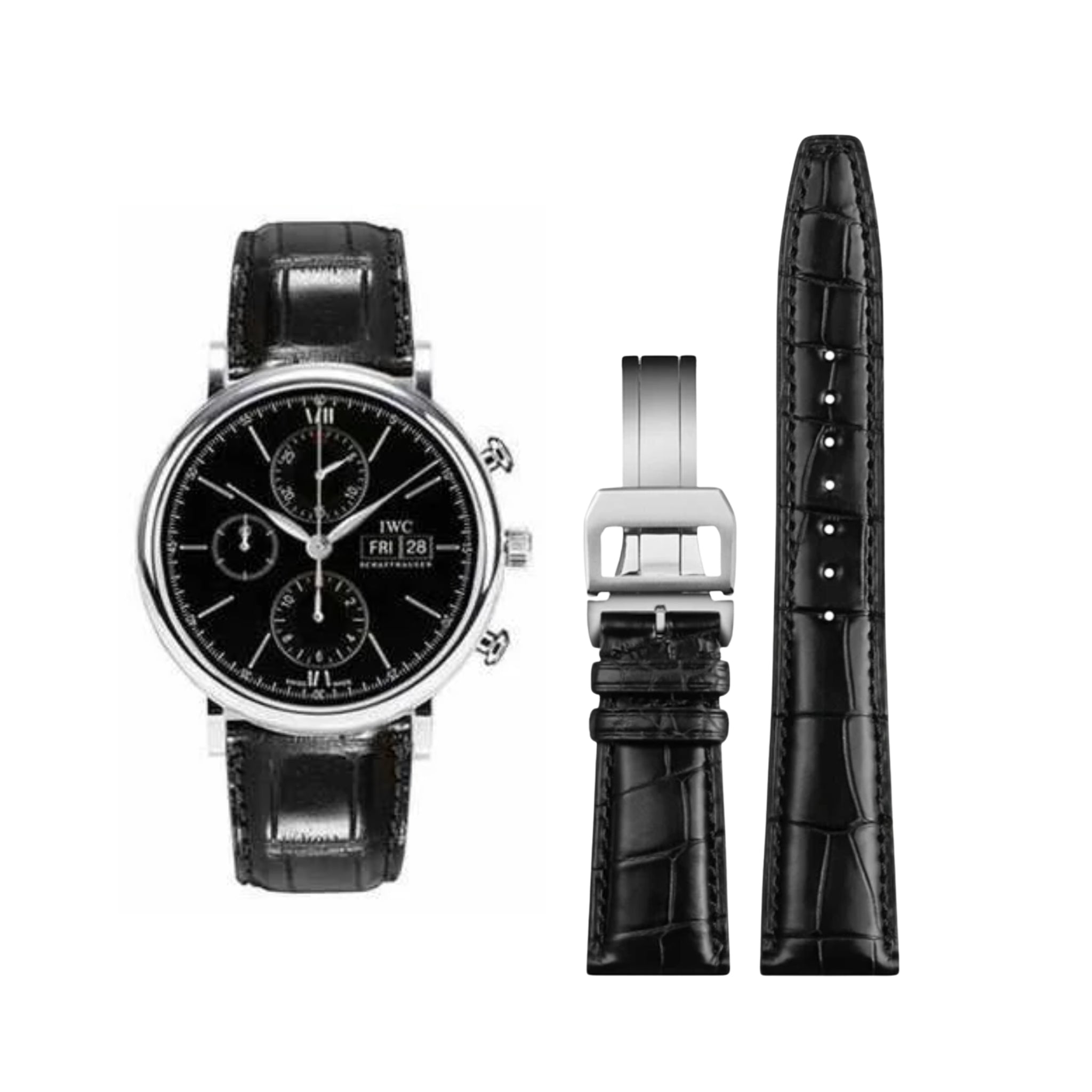 Lederarmband – Für IWC Portofino/Portugieser – Schwarz - Helvetus DE
