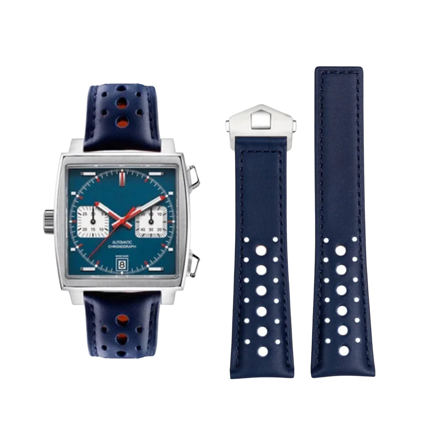 Lederarmband – Für Tag Heuer Monaco – Blau - Helvetus DE