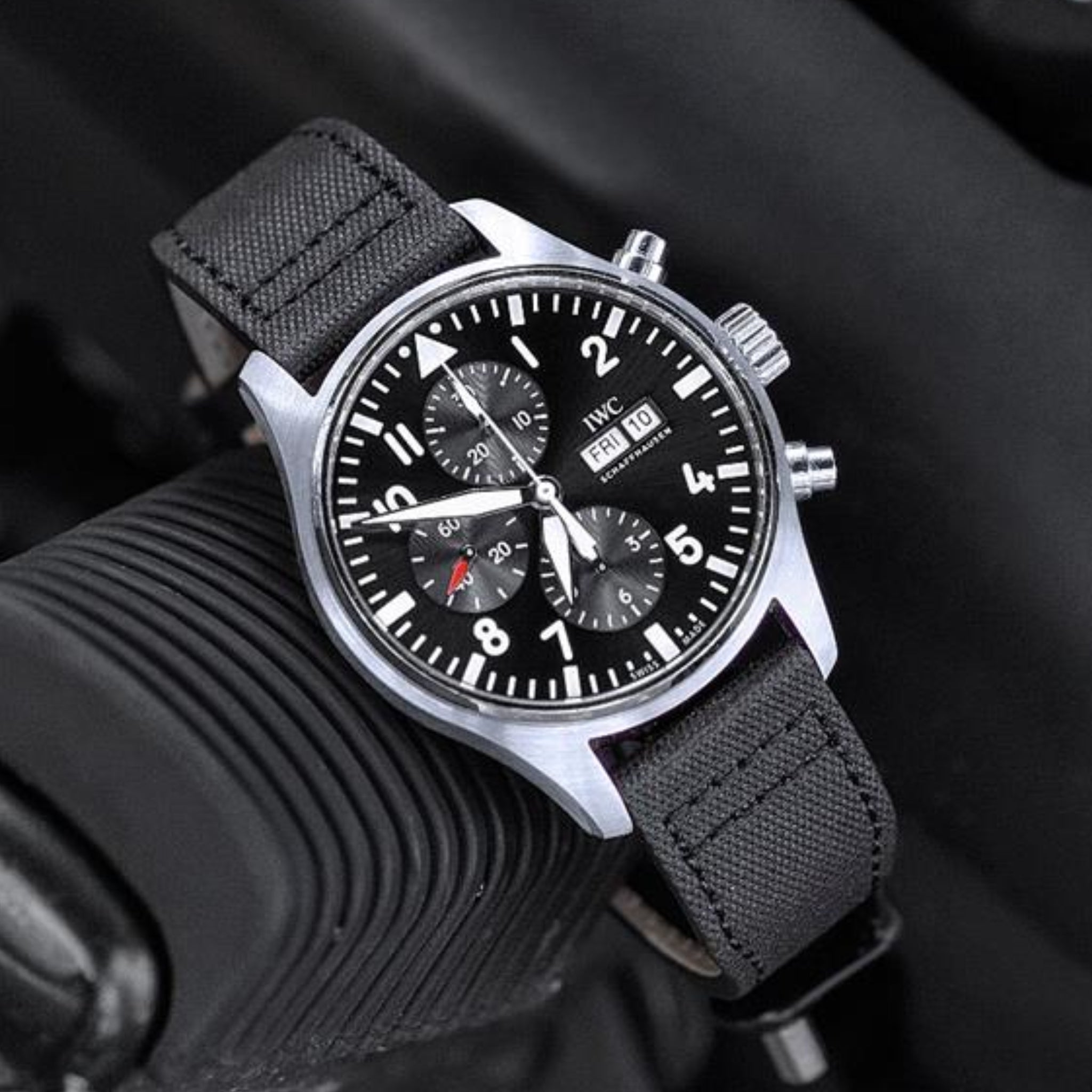 Nylon Armband für IWC Pilot – Schwarz - Helvetus DE