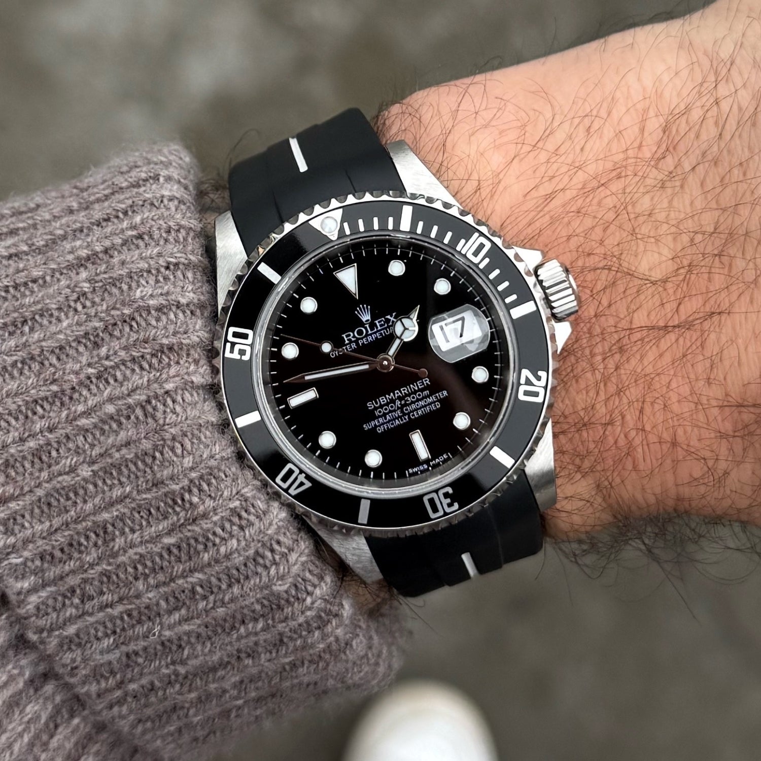 Pulseira de borracha para Rolex Submariner – Luxline® - Preto/Branco