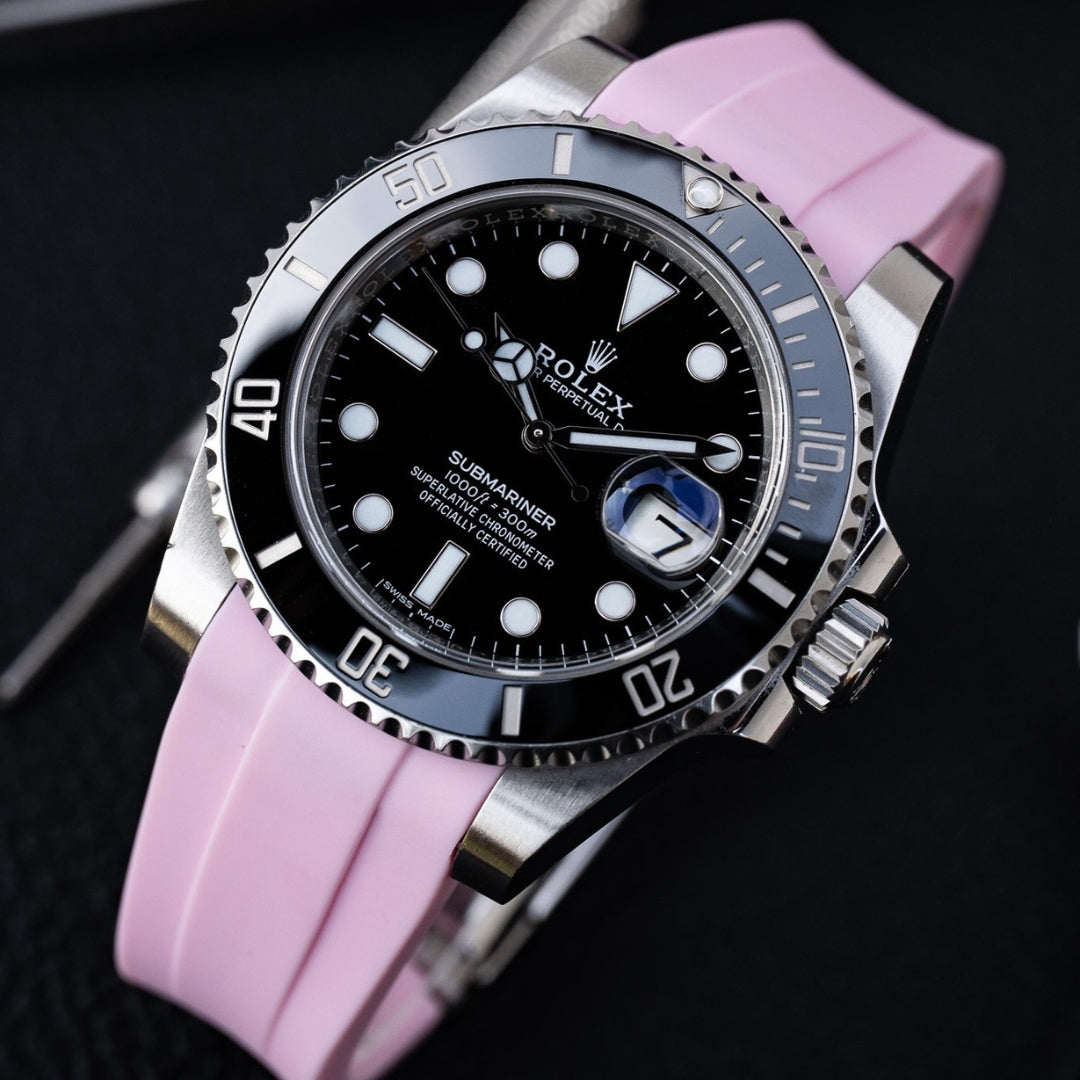 Pulseira de borracha rosa para Rolex Submariner