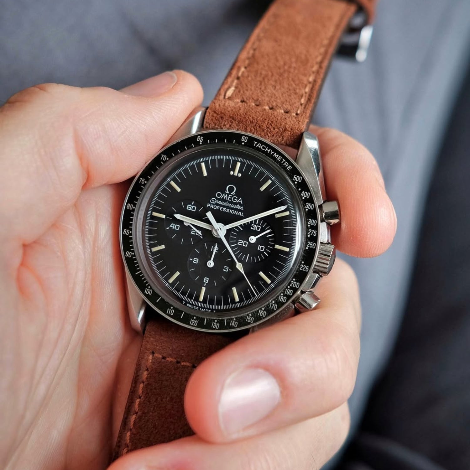 Pulseira de relógio em camurça – Marrom – Feita à mão – Helvetus®