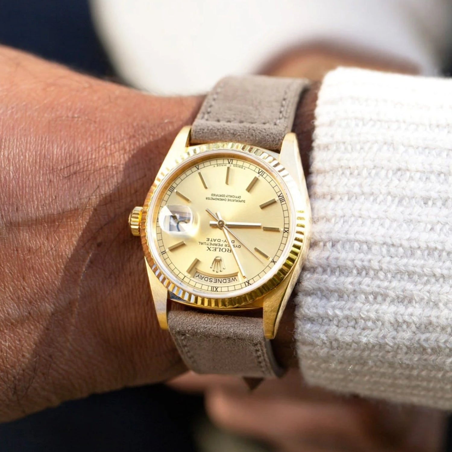 Wildleder Uhrenarmband – Beige – Helvetus® - Helvetus DE